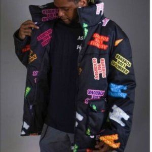 Assholes*s Live Forever Unisex Heavyweight Puffer Jacket (Lindafinegold)